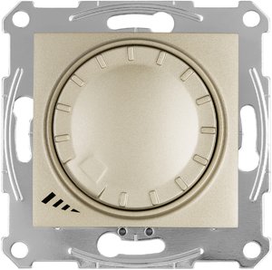 Фото Schneider Electric Sedna SDN2201268 Светорегулятор поворотно-нажимной (400 Вт, под рамку, возм. упр. с 2х мест, с/у, с возм. о/у, титан)