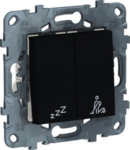 Фото Schneider Electric NU521754 UNICA NEW КНОПОЧНЫЙ ВЫКЛЮЧАТЕЛЬ НЕ БЕСПОКОИТЬ - УБРАТЬ НОМЕР, АНТРАЦИТ
