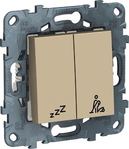 Фото Schneider Electric NU521744 UNICA NEW КНОПОЧНЫЙ ВЫКЛЮЧАТЕЛЬ НЕ БЕСПОКОИТЬ - УБРАТЬ НОМЕР, БЕЖЕВЫЙ