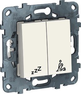 Фото Schneider Electric NU521718 UNICA NEW КНОПОЧНЫЙ ВЫКЛЮЧАТЕЛЬ НЕ БЕСПОКОИТЬ - УБРАТЬ НОМЕР, БЕЛЫЙ