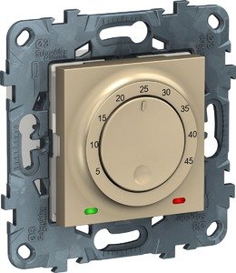Фото Schneider Electric Unica Studio Pure/Unica Studio NU550344 Терморегулятор для теплых полов с выносным датчиком от +5 до +45°С (10 А, 230 В, под рамку, с/у, бежевый)