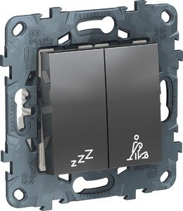 Фото Schneider Electric NU521730 UNICA-NEW-КНОПОЧНЫЙ-выключатель-НЕ-БЕСПОКОИТЬ---УБРАТЬ-НОМЕР,-алюминий