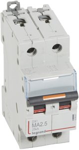 Фото Legrand DX3 409867 Автоматический выключатель двухполюсный 2.5А (25 кА, MA)