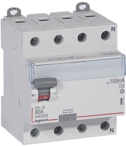 Фото Legrand DX3 411772 Выключатель дифференциального тока четырехполюсный 80А 100мА (тип А)
