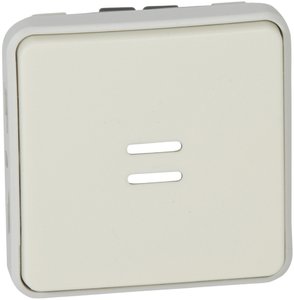 Фото Legrand Plexo 069632 Кнопка Н.О. одноклавишная (10 А, IP55, под рамку, подсветка, скрытая установка, белая)
