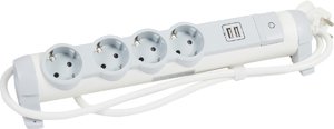 Фото Legrand ''Комфорт и безопасность'' 694615 Сетевой фильтр 2хUSB+4x2К+З 1.5 м (16 А, з/к, белый)