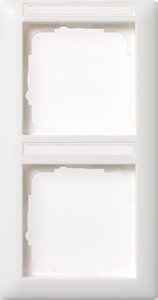 Фото Gira Standard55 110203 Рамка 2-постовая (вертикальная, поле для надписи, белая глянцевая)