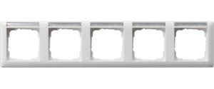 Фото Gira Standard55 109503 Рамка 5-постовая (горизонтальная, поле для надписи, белая глянцевая)