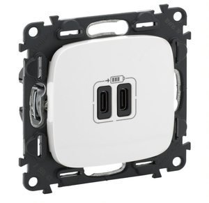Фото Legrand Valena Allure 755345 Розетка USB (2xUSB, тип С-тип С, под рамку, скрытая установка, белая)