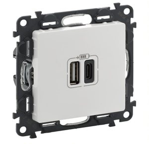 Фото Legrand Valena Life 753106 Розетка USB (2xUSB, тип А-тип С, под рамку, скрытая установка, белая)