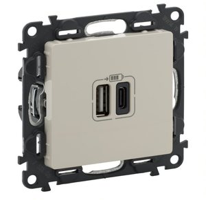 Фото Legrand Valena Life 753206 Розетка USB (2xUSB, тип А-тип С, под рамку, скрытая установка, слоновая кость)