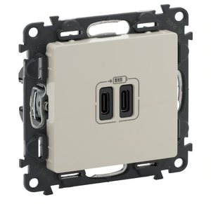 Фото Legrand Valena Life 753207 Розетка USB (2xUSB, тип С-тип С, под рамку, скрытая установка, слоновая кость)
