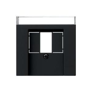 Фото Gira E2 0876005 Крышка розетки USB (USB, TAE, поле для надписи, черная матовая)