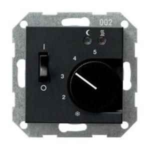 Фото Gira System55 0394005 Термостат для теплых полов 0…+25°С (10 А, 230 В, под рамку, скрытая установка, черный матовый)