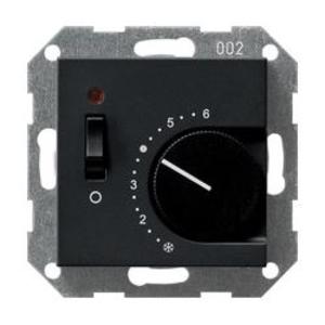 Фото Gira System55 0392005 Термостат для теплых полов +5…+30°С (10 А, 230В, под рамку, скрытая установка, черный матовый)