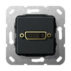Фото Gira System55 564410 Розетка DVI (24+5) переходник (DVI, под рамку, скрытая установка, черная матовая)