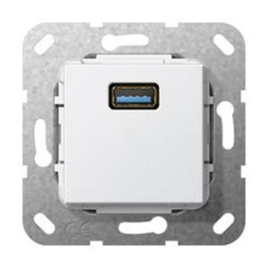 Фото Gira System55 568303 Розетка USB (USB, под рамку, скрытая установка, белая глянцевая)