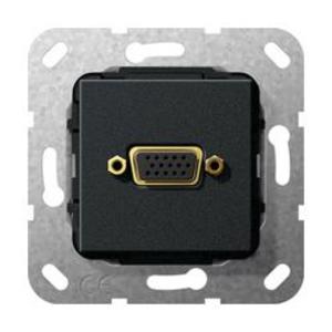 Фото Gira System55 565210 Розетка VGA переходник (VGA, под рамку, скрытая установка, черная матовая)