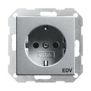 Фото Gira System55 045826 Розетка SCHUKO с заземляющим контактом (16 А, маркировка, под рамку, скрытая установка, алюминий)