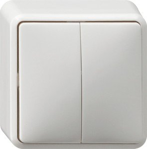 Фото Gira Surface 010513 Выключатель двухклавишный (10 А, в сборе, открытая установка, белый)
