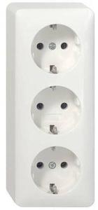 Фото Gira Surface 078913 Розетка тройная с заземляющим контактом (16 А, в сборе, открытая установка, белая)