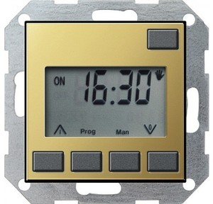 Фото Gira ClassiX 1175604 Таймер электронный Easy (1000 Вт, под рамку, скрытая установка, латунь)