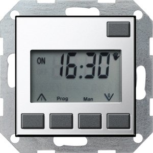 Фото Gira ClassiX 1175605 Таймер электронный Easy (1000 Вт, под рамку, скрытая установка, хром)