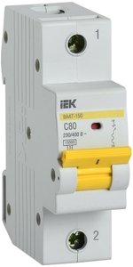 Фото IEK ВА47-150 MVA50-1-080-C Автоматический выключатель однополюсный 80А (15 кА, C)