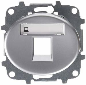 Фото ABB Tacto 5518.1 PL Накладка розетки информационной с суппортом (поле для надписи, серебро)