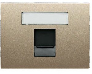 Фото ABB Olas 8418.1 CS Накладка для суппорта (RJ11/RJ45, шторки, поле для надписи, атласная медь)