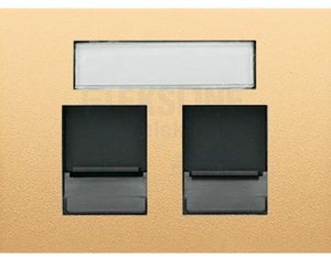 Фото ABB Olas 8418.2 AR Накладка для двух суппортов (RJ11/RJ45, шторки, поле для надписи, песчаный)
