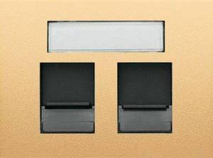Фото ABB Olas 8418.2 CS Накладка для двух суппортов (RJ11/RJ45, шторки, поле для надписи, атласная медь)