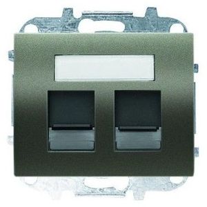 Фото ABB Olas 8418.2 AP Накладка для двух суппортов (RJ11/RJ45, шторки, поле для надписи, перламутровый металлик)