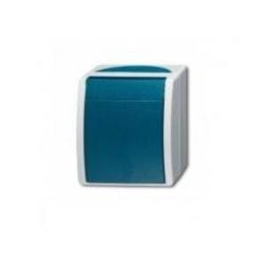 Фото ABB Ocean 2CKA001085A1633 Выключатель одноклавишный (10 А, в сборе, IP44, с возм.подсветки, о/у, серый/морская волна)