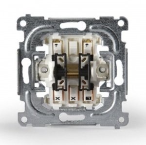 Фото ABB Impressivo 2TKA000158G1 Выключатель двухклавишный (2 доп. клеммы, 16 А, механизм, с/у)