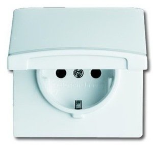 Фото ABB Allwetter 2CKA002064A0310 Розетка SCHUKO (16 А, IP44, з/к, крышка, под рамку, скрытая установка, альпийский белый)