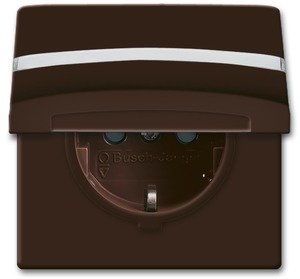 Фото ABB Allwetter 2CKA002064A0298 Розетка SCHUKO (16 А, з/к, поле для надписи, крышка, шторки,под рамку, скрытая установка, коричневая)