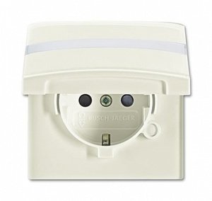 Фото ABB Allwetter 2CKA002064A0301 Розетка SCHUKO (16 А, под рамку, скрытая установка, з/к, шторки, поле для надписи, крышка, альпийский белый)