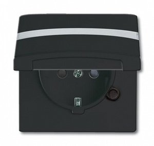 Фото ABB Allwetter 2CKA002064A0302 Розетка SCHUKO (16 А, з/к, поле для надписи, крышка, шторки,под рамку, скрытая установка, антрацит)
