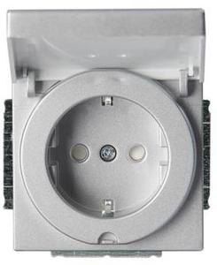 Фото ABB Impressivo 2TKA00000437 Розетка Shuko (16 А, под рамку, скрытая установка, з/к, шторки, крышка, алюминий)