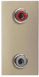 Фото ABB Zenit 2CLA215520N1901 Розетка AV (2xRCA, красный+белый, 1-мод., под рамку, с/у, шампань)