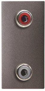 Фото ABB Zenit 2CLA215520N1801 Розетка AV (2xRCA, красный+антрацит, 1-мод., под рамку, с/у, антрацит)