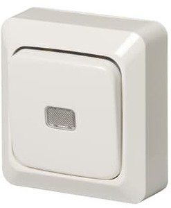 Фото ABB 2TKA000237G1 Кнопка 1-клавишная с нормально-открытым контактом (10 А, подсветка, в сборе, о/у, белая)