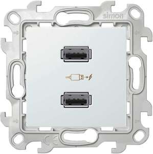 Фото Simon 24 Harmonie 2411096-030 Зарядное устройство USB (2хUSB, под рамку, скрытая установка, белая)