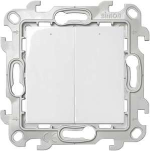 Фото Simon 24 Harmonie 2450392-030 Выключатель двухклавишный (10 А, подсветка, под рамку, скрытая установка, белый)