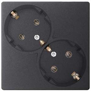 Фото Simon 24 Harmonie Standard Hook 2450459-038 Розетка двойная (16 А, з/к, под рамку, скрытая установка, графит)