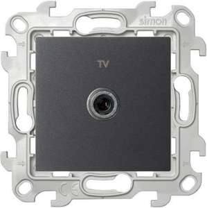 Фото Simon 24 Harmonie 2450477-038 Розетка телевизионная одиночная (TV, под рамку, скрытая установка, графит)
