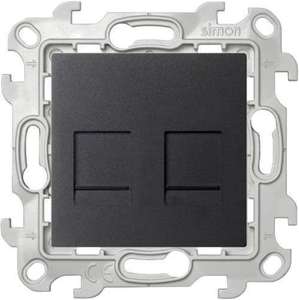 Фото Simon 24 Harmonie 2450593-038 Розетка компьютерная (2хRJ45, под рамку, скрытая установка, графит)