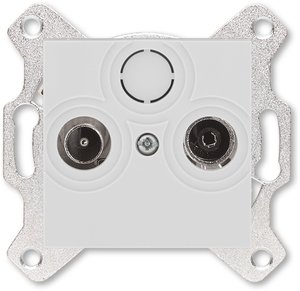 Фото ABB Levit 2CHH083607A6016 Розетка телевизионная проходная (Radio+TV, под рамку, с/у, серый/белый)