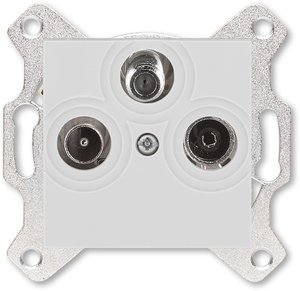 Фото ABB Levit 2CHH083303A6016 Розетка телевизионная оконечная (Radio+SAT+TV, под рамку, с/у, серый/белый)